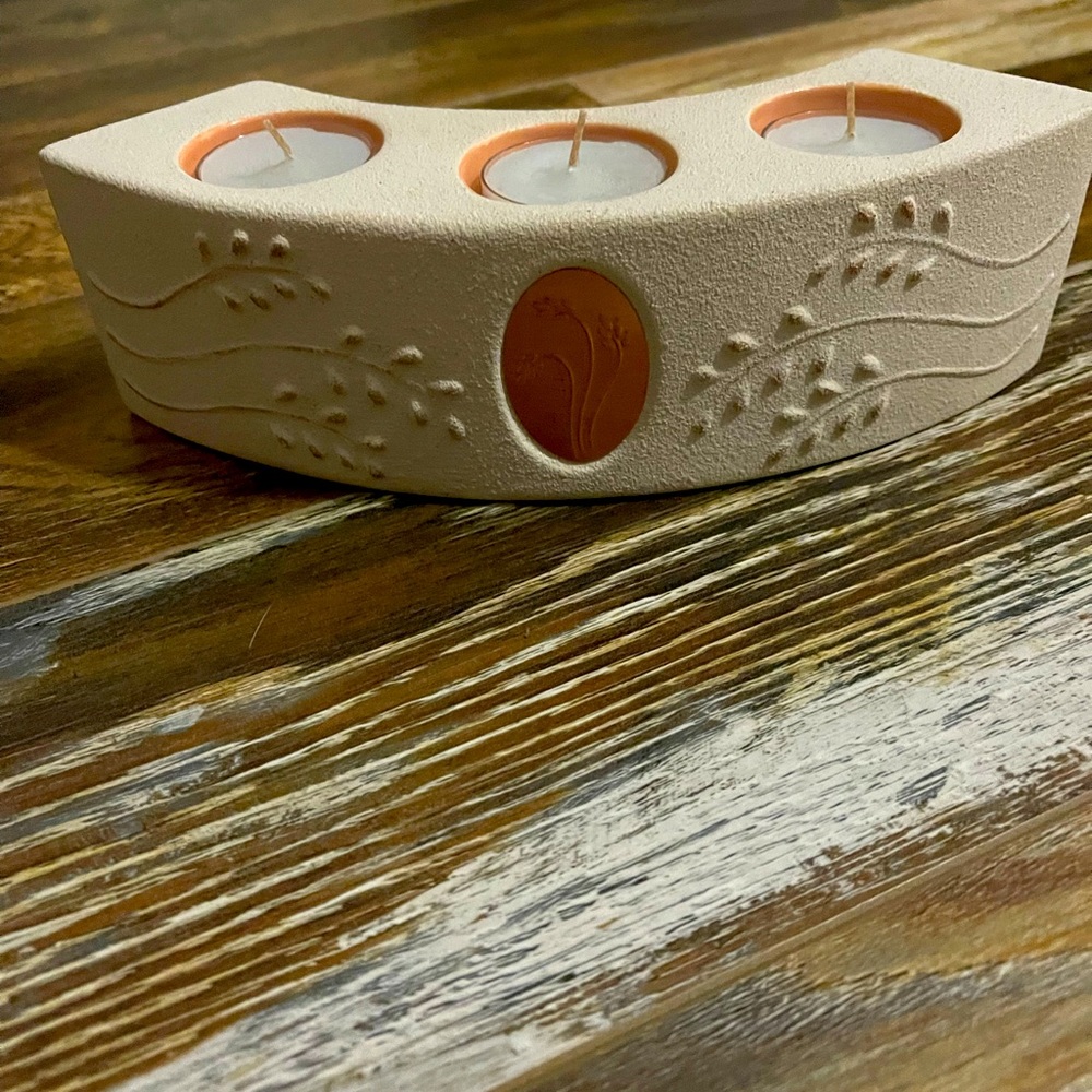 PartyLite Retired Tea-light Holder, w Brass Stamp